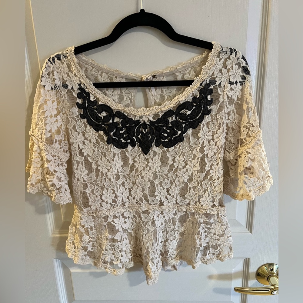 Cream Lace blouse - Free People - size small